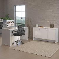 Conjunto Escritório Office Mesa E Buffet Verbena - Vianossa - Branco Branco - 1