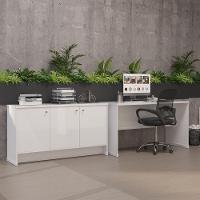 Conjunto Escritório Office Mesa E Buffet Verbena - Vianossa - Branco Branco - 5