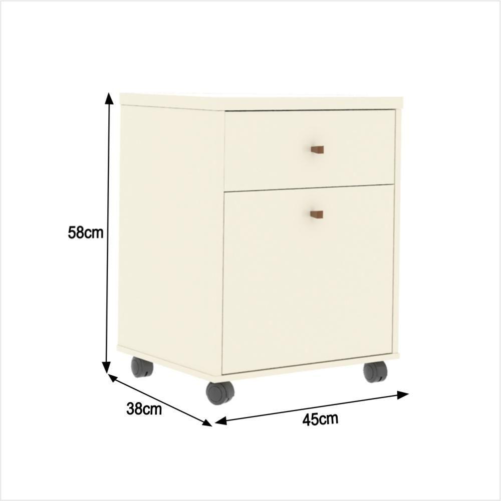 Conjunto Escritório Office Escrivaninha Balcões Gaveteiro Ve - Off White/naturale Off White/naturale - 6