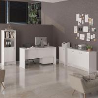 Conjunto Escritório Office Escrivaninha Balcões Gaveteiro Ve - Branco Branco - 3