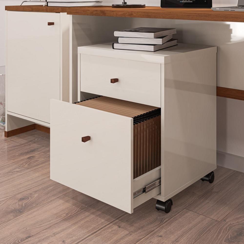 Conjunto Escritório 3 Peças - Mesa Armário E Gaveteiro Verbe - Offwhite/naturale Offwhite/naturale - 4