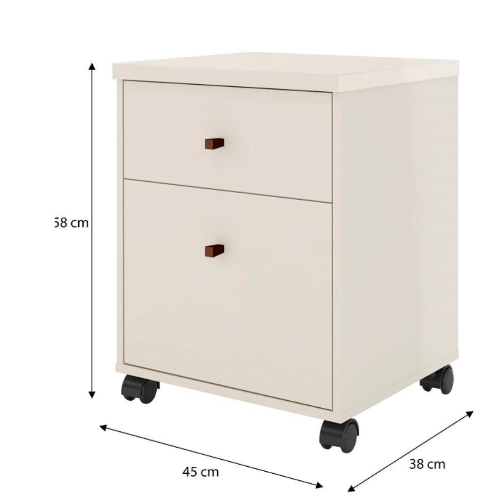 Conjunto Escritório 3 Peças - Mesa Armário E Gaveteiro Verbe - Offwhite/naturale Offwhite/naturale - 7