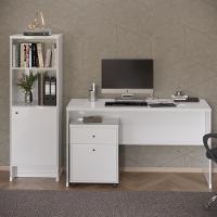 Conjunto Escritório 3 Peças - Mesa Armário E Gaveteiro Verbe - Branco Branco - 7