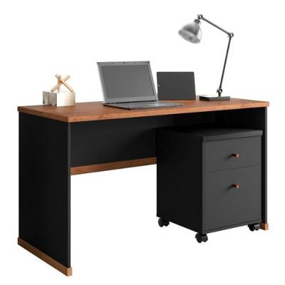 Conjunto Escritório 2 Peças - Mesa E Gaveteiro Verbena Viano - Preto/naturale Preto/naturale