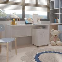 Conjunto Escritório 2 Peças - Mesa E Gaveteiro Verbena Viano - Branco Branco - 1