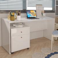 Conjunto Escritório 2 Peças - Mesa E Gaveteiro Verbena Viano - Branco Branco - 5