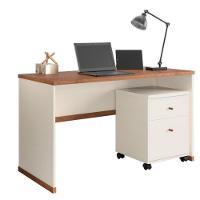 Conjunto Escritório 2 Peças - Mesa E Gaveteiro Verbena Viano - Off White/naturale Off White/naturale - 1