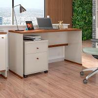 Conjunto Escritório 2 Peças - Mesa E Gaveteiro Verbena Viano - Off White/naturale Off White/naturale - 2