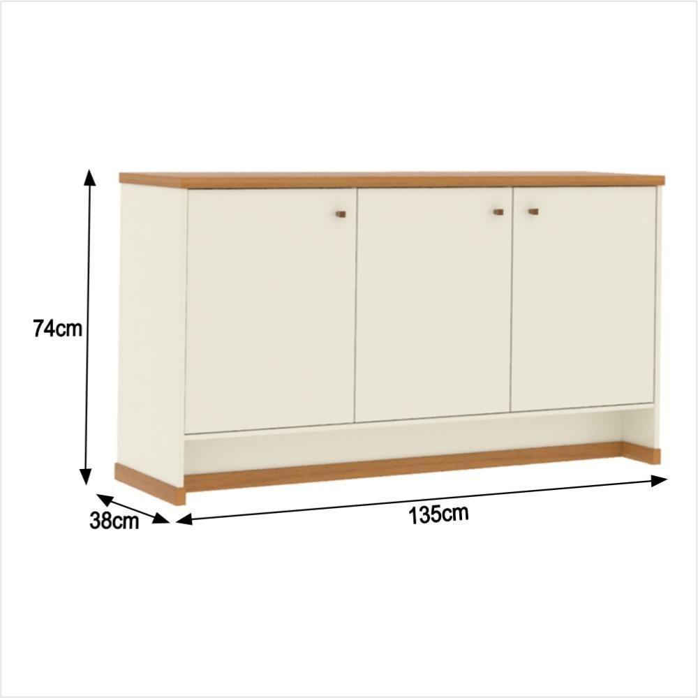 Conjunto Escritório Office 4 Peças Mesa Gaveteiro Armário Bu - Off White E Naturale Off White E Naturale - 4