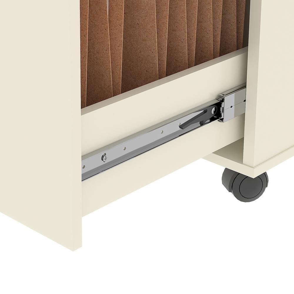 Conjunto Escritório Office 4 Peças Mesa Gaveteiro Armário Bu - Off White E Naturale Off White E Naturale - 9