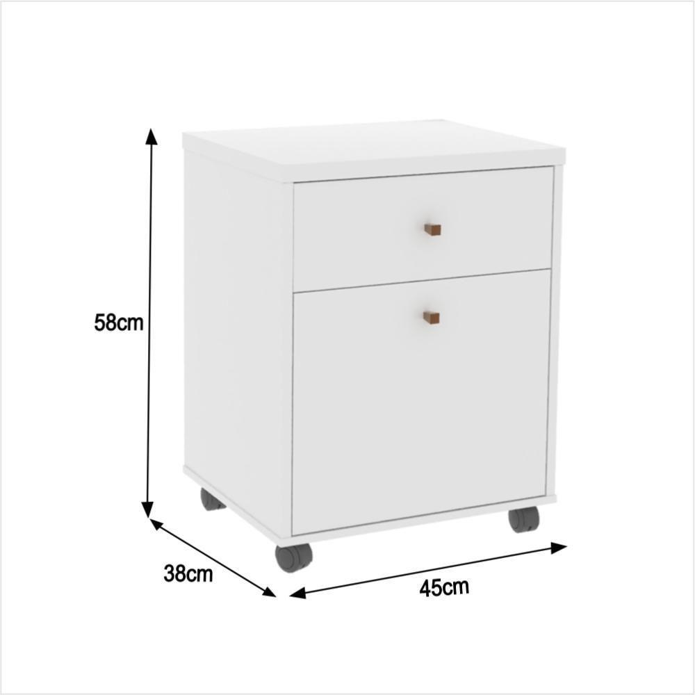 Conjunto Escritório Office 4 Peças Mesa Gaveteiro Armário Bu - Branco Branco - 2