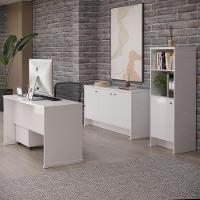 Conjunto Escritório Office 4 Peças Mesa Gaveteiro Armário Bu - Branco Branco - 5