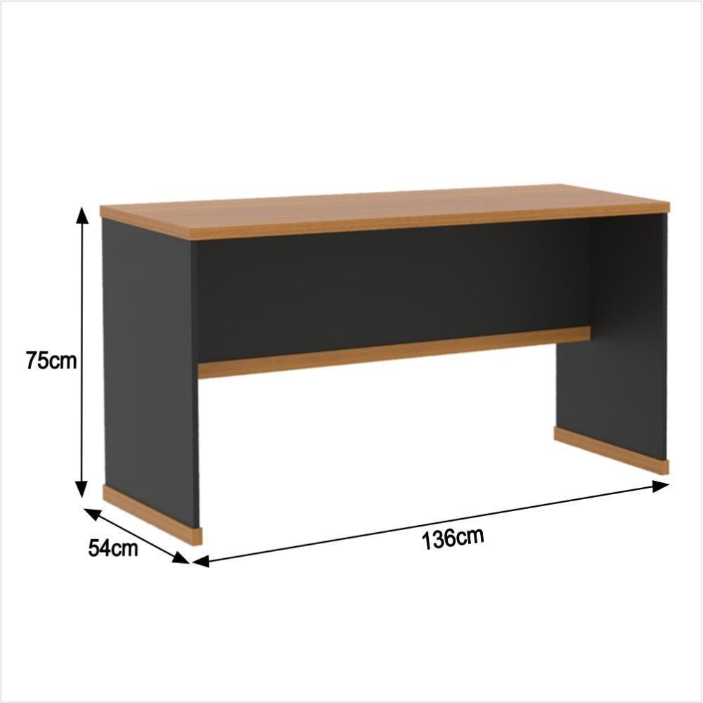 Conjunto Escritório Office 4 Peças Mesa Gaveteiro Armário Bu - Preto E Naturale Preto E Naturale - 8