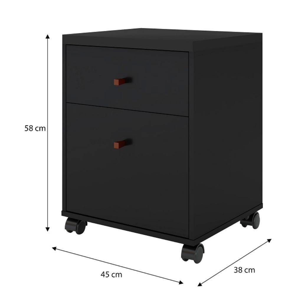 Conjunto Escritório 3 Peças - Mesa Gaveteiro E Balcão Verben - Preto/naturale Preto/naturale - 7