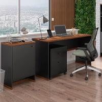 Conjunto Escritório 3 Peças - Mesa Gaveteiro E Balcão Verben - Preto/naturale Preto/naturale - 2