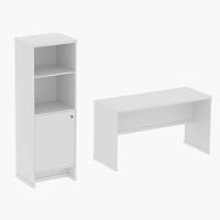 Conjunto Escritório 2 Peças - Mesa E Armário Verbena - Branco Branco - 2