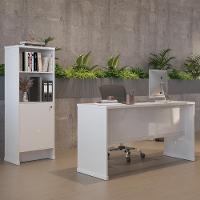 Conjunto Escritório 2 Peças - Mesa E Armário Verbena - Branco Branco - 7