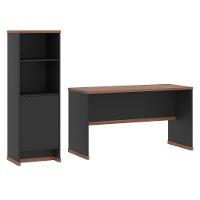 Conjunto Escritório 2 Peças - Mesa E Armário Verbena - Preto/naturale Preto/naturale - 2