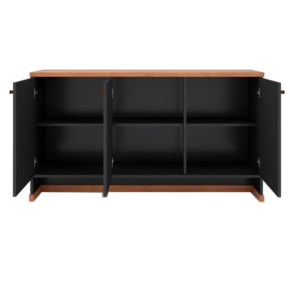 Conjunto Escritório 2 Peças - Buffet E Armário Verbena - Preto/naturale Preto/naturale - 7