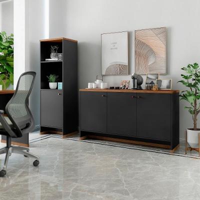 Conjunto Escritório 2 Peças - Buffet E Armário Verbena - Preto/naturale Preto/naturale