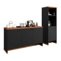 Conjunto Escritório 2 Peças - Buffet E Armário Verbena - Preto/naturale Preto/naturale - 2