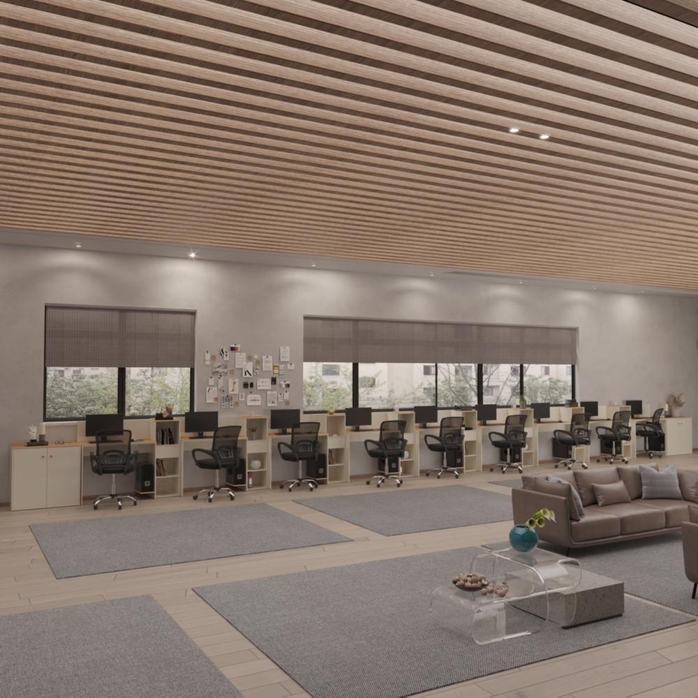 Conjunto De Escritório Tech 8 Livreiro 2 Buffet E 9 Mesas 90 - Off White E Cedro Off White E Cedro - 2