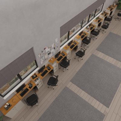 Conjunto De Escritório Tech 8 Livreiro 2 Buffet E 9 Mesas 90 - Off White E Cedro Off White E Cedro