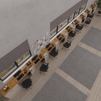 Conjunto De Escritório Tech 8 Livreiro 2 Buffet E 9 Mesas 90 - Off White E Cedro Off White E Cedro - 1