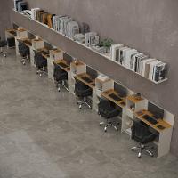 Conjunto De Escritório Tech 6 Livreiro E 7 Mesas 90cm - Vian - Off White E Cedro Off White E Cedro - 1