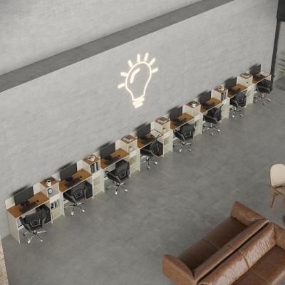 Conjunto De Escritório Tech 7 Livreiro E 8 Mesas 90cm - Vian - Off White E Cedro Off White E Cedro