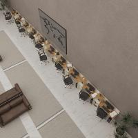 Conjunto De Escritório Tech 9 Livreiro E 10 Mesas 90cm - Via - Off White E Cedro Off White E Cedro - 1