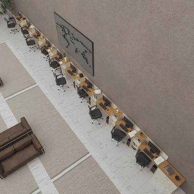 Conjunto De Escritório Tech 9 Livreiro 1 Buffet E 10 Mesas 9 - Off White E Cedro Off White E Cedro