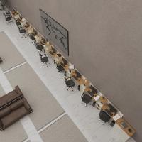 Conjunto De Escritório Tech 9 Livreiro 1 Buffet E 10 Mesas 9 - Off White E Cedro Off White E Cedro - 1