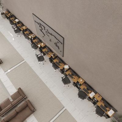 Conjunto De Escritório Tech 9 Livreiro E 10 Mesas 90cm - Via - Preto E Cedro Preto E Cedro