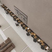 Conjunto De Escritório Tech 9 Livreiro E 10 Mesas 90cm - Via - Preto E Cedro Preto E Cedro - 1