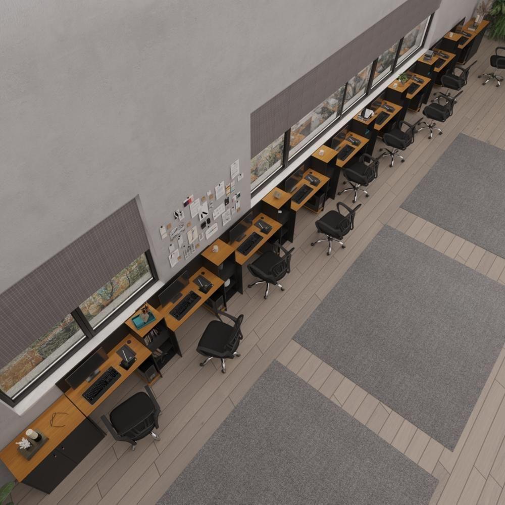 Conjunto De Escritório Tech 8 Livreiro 2 Buffet E 9 Mesas 90 - Preto E Cedro Preto E Cedro - 1