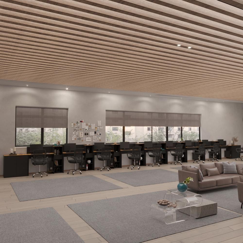 Conjunto De Escritório Tech 8 Livreiro 2 Buffet E 9 Mesas 90 - Preto E Cedro Preto E Cedro - 2