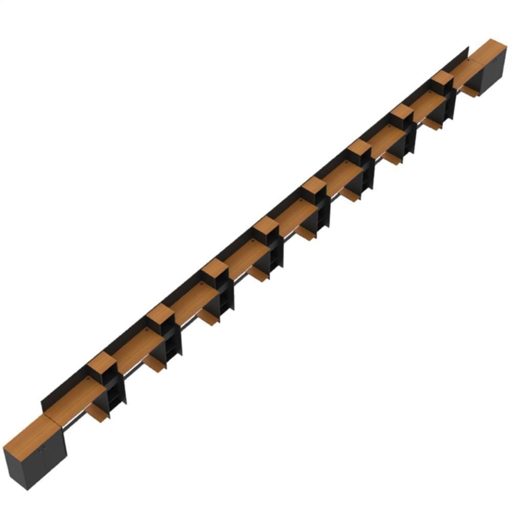 Conjunto De Escritório Tech 8 Livreiro 2 Buffet E 9 Mesas 90 - Preto E Cedro Preto E Cedro - 4