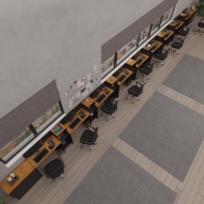 Conjunto De Escritório Tech 8 Livreiro 2 Buffet E 9 Mesas 90 - Preto E Cedro Preto E Cedro