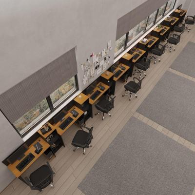 Conjunto De Escritório Tech 8 Livreiro E 9 Mesas 90cm - Vian - Preto E Cedro Preto E Cedro