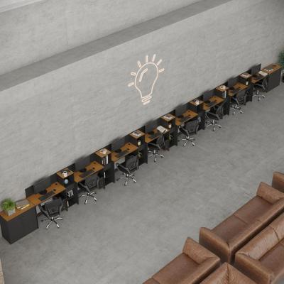 Conjunto De Escritório Tech 7 Livreiro 2 Buffet E 8 Mesas 90 - Preto E Cedro Preto E Cedro