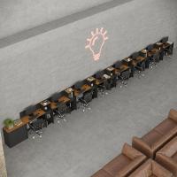 Conjunto De Escritório Tech 7 Livreiro 1 Buffet E 8 Mesas 90 - Preto E Cedro Preto E Cedro - 1