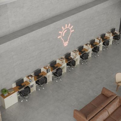 Conjunto De Escritório Tech 7 Livreiro 1 Buffet E 8 Mesas 90 - Off White E Cedro Off White E Cedro