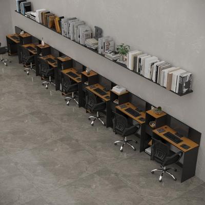 Conjunto De Escritório Tech 6 Livreiro E 7 Mesas 90cm - Vian - Preto E Cedro Preto E Cedro