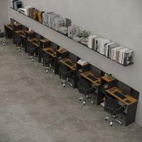 Conjunto De Escritório Tech 6 Livreiro E 7 Mesas 90cm - Vian - Preto E Cedro Preto E Cedro - 1