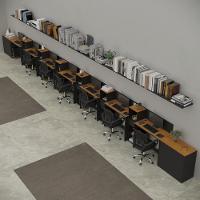 Conjunto De Escritório Tech 6 Livreiro 2 Buffet E 7 Mesas 90 - Preto E Cedro Preto E Cedro - 1