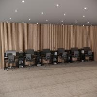 Conjunto De Escritório Tech 5 Livreiro E 6 Mesas 90cm - Vian - Preto E Cedro Preto E Cedro - 2