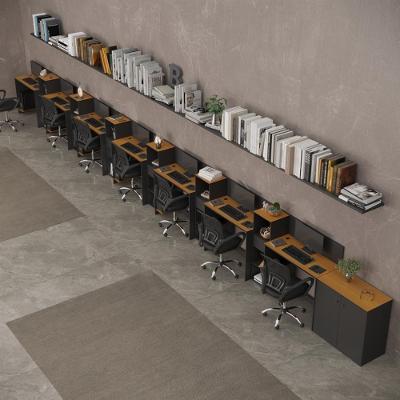 Conjunto De Escritório Tech 6 Livreiro 1 Buffet E 7 Mesas 90 - Preto E Cedro Preto E Cedro