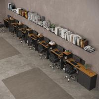 Conjunto De Escritório Tech 6 Livreiro 1 Buffet E 7 Mesas 90 - Preto E Cedro Preto E Cedro - 1