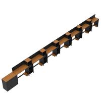 Conjunto De Escritório Tech 6 Livreiro 1 Buffet E 7 Mesas 90 - Preto E Cedro Preto E Cedro - 3